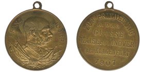 Kaisertum Österreich
Kaiser Franz Joseph I.

Medaille 1907 Kaisermanöver bei Klagenfurt
Messing
11.55 Gramm, vz