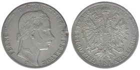 KAISERTUM ÖSTERREICH Kaiser Franz Joseph I.
1 Gulden 1858 Venedig
12,33 Gramm, ss++, Randfehler