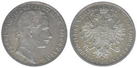 KAISERTUM ÖSTERREICH Kaiser Franz Joseph I.
1 Gulden 1860 A
12.31 Gramm, vz/stfr