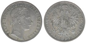 KAISERTUM ÖSTERREICH Kaiser Franz Joseph I.
1 Gulden 1862 A
12,37 Gramm, vz/stfr