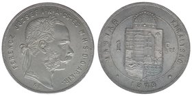 Kaisertum Österreich-Ungarn

Kaiser Franz Joseph I.
1 Forint 1879 KB
12,35 Gramm, ANK 93, -vz
