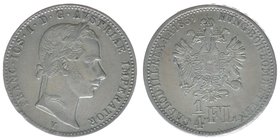 KAISERTUM ÖSTERREICH Kaiser Franz Joseph I.
1/4 Gulden 1859 V Venedig
5,33 Gramm, vz