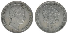 KAISERTUM ÖSTERREICH Kaiser Franz Joseph I.
1/4 gulden 1863 V Venedig
Frühwald 1542, 5,34 Gramm, ss++