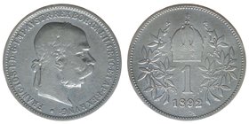 Kaisertum Österreich
Kaiser Franz Joseph I.
1 Krone 1892
seltenes Jahr, 4,72 Gramm, s/ss