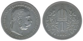 Kaisertum Österreich
Kaiser Franz Joseph I.
1 Krone 1897
seltenes Jahr, 4,91 Gramm, -ss