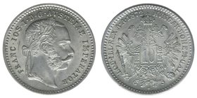 Kaisertum Österreich
Kaiser Franz Joseph I.

10 Kreuzer 1872
ANK 19, 1,67 Gramm, vz+