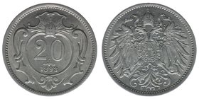 Kaisertum Österreich
Kaiser Franz Joseph I.
20 Heller 1893
3,99 Gramm, -vz