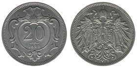 Kaisertum Österreich
Kaiser Franz Joseph I.
20 Heller 1894
4,03 Gramm, -vz