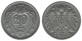Kaisertum Österreich
Kaiser Franz Joseph I.
20 Heller 1914
3,98 Gramm, vz