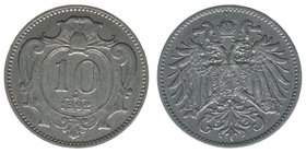 Kaisertum Österreich
Kaiser Franz Joseph I.
10 Heller 1892
sehr selten, 2,99 Gramm, ss+