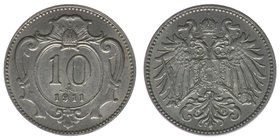 Kaisertum Österreich
Kaiser Franz Joseph I.
10 Heller 1911
3,08 Gramm, vz