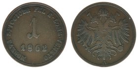 Kaisertum Österreich
Kaiser Franz Joseph I.
1 Soldo1862 A
3,41 Gramm, -ss