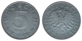 Österreich 2. Republik
5 Groschen 1993 
selten, Auflage nur 28000 Stück, handgehoben