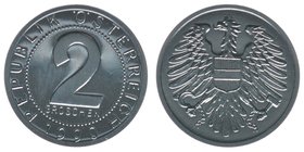 Österreich 2. Republik
2 Groschen 1990
selten, Auflage 35000 Stück, PP