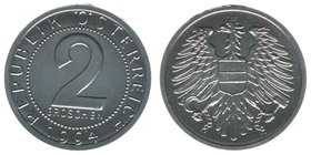 Österreich 2. Republik
2 Groschen 1994 - letzter Jahrgang dieser Nominale
Aluminium, handgehoben, Auflage nur 25000 Stück