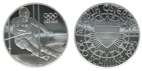 Österreich 2. Republik
200 Schilling 1995 Sondergedenkmünze 
100 Jahre Olympische Bewegung in Österreich (IOC-Münze)
Silber, 40mm, PP in Kapsel