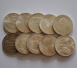Österreich 2. Republik
50 Schilling Gedenkausgaben AG 0,900 20 Gramm pro Stück
Lot mit 10 Münzen meist vz