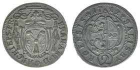 Erzbistum Salzburg  Franz Anton Fürst von Harrach 1709-1727
1/2 Batzen 1712

Zöttl 2471, Probszt 2057, BR 3864
1,10 Gramm, -vz