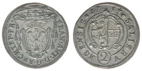 Erzbistum Salzburg  Franz Anton Fürst von Harrach 1709-1727
1/2 Batzen 1717

Zöttl 2476, Probszt 2062
1,18 Gramm, vz