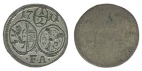 Erzbistum Salzburg Franz Anton Fürst von Harrach 1709-1727
1/2 Kreuzer 1711
Zöttl 2489, Probszt 2072
0,49 Gramm, stfr