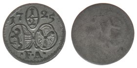 Erzbistum Salzburg  Franz Anton Fürst von Harrach 1709-1727
1/2 Kreuzer 1725

Zöttl 2502, Probszt 2085, BR 3918
0,46 Gramm, vz
