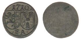 Erzbistum Salzburg  Franz Anton Fürst von Harrach 1709-1727
Pfennig 1710

Zöttl 2505, Probszt 2088
0,35 Gramm, ss/vz