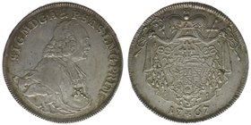 Erzbistum Salzburg
Sigismund III. Graf Schrattenbach 1753-1771
Taler 1767 mit Randschrift SUUM CUIQUE
Zöttl 3012, 28,07 Gramm, vz