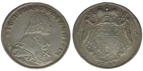 Erzbistum Salzburg
Sigismund III. Graf Schrattenbach 1753-1771
Taler 1768 mit Randschrift SUUM CUIQUE
Zöttl 3013, Probszt 2301, BR 4267, 27.98 Gram...