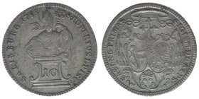 Erzbistum Salzburg  Sigismund III. Graf Schrattenbach 1753-1771
10 Kreuzer 1758   Girlande

Zöttl 3058,   Probszt 2337,   BR 4330
3,86 Gramm, ss/v...