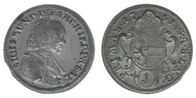 Erzbistum Salzburg  Sigismund III. Graf Schrattenbach 1753-1771
Portraitkreuzer 1761

Zöttl 3096, Probszt 2368, BR 4394
0,71 Gramm, ss/vz Prägesch...