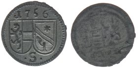 Erzbistum Salzburg Sigismund III. Graf Schrattenbach 1753-1771
Pfennig 1756

Zöttl 3103, Probszt 2375, BR 4401
0,27 Gramm, ss/vz
