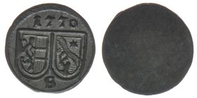 Erzbistum Salzburg  Sigismund III. Graf Schrattenbach 1753-1771
Pfennig 1770

Zöttl 3109, Probszt 2381, BR 4407
0,29 Gramm, -vz