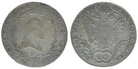 SALZBURG Kaiser Franz I.
20 Kreuzer 1808 D
6.65 Gramm, ss/vz