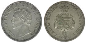 RDR Sachsen Johann König von Sachsen
1/6 Taler 1866 B
AKS 142, 5,31 Gramm, -vz