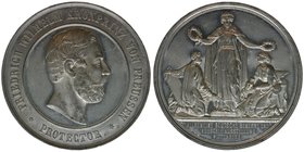 SACHSEN Wittenberg Friedrich Wilhelm Kronprinz von Preussen

Zinnmedaille 1869 
zur allgemeinen deutschen Gewerbe- und Industrieaustellung in Witte...