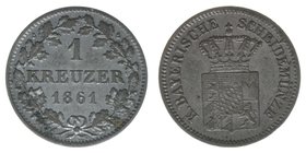 BAYERN
Maximilian II. Joseph 1848-1864
1 Kreuzer 1861
0,84 Gramm, AKS 156, ss/vz