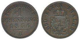 PREUSSEN Friedrich Wilhelm IV. 1840-1861
1 Pfennig 1856 A
AKS 92 1,42 Gramm ss/vz