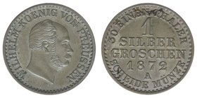 PREUSSEN Wilhelm I. 1861-1888
1 Silbergroschen 1872 A
AKS 103 2,18 Gramm vz