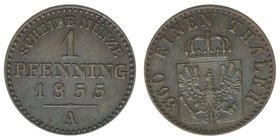 PREUSSEN Friedrich Wilhelm IV. 1840-1861
1 Pfennig 1855 A
AKS 92 1,50 Gramm vz+