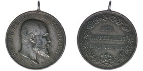 Württemberg
König Wilhelm II. 1891-1918
Tapferkeitsmedaille mit Originalöse
Silber, 11,95 Gramm, -vz
