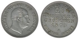 PREUSSEN Wilhelm I. 1861-1888
2 1/2 Silbergroschen 1873 A
AKS 102 3,23 Gramm vz