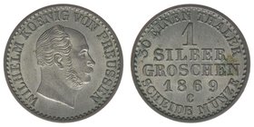 PREUSSEN Wilhelm I. 1861-1888
1 Silbergroschen 1869 C
AKS 103 2,22 Fgramm vz+