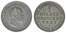 PREUSSEN Wilhelm I. 1861-1888
1 Silbergroschen 1867 A
AKS 103 2,23 Gramm vz/stfr