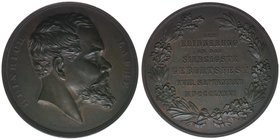 Deutsches Reich
Bronzemedaille 1876 aus Anlass des 70jährigen Geburtstagsfestes
Heinrich Laube, deutscher Schriftsteller

Bronze
71.47g
vz++