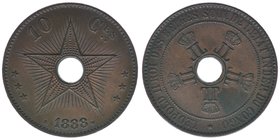 Belgisch-Kongo Kongo-Staat 1885-1908
10 Centimes 1888

Kupfer
20.03g
ss/vz