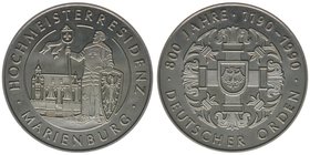 Deutschland
Medaille Hochmeisterresidenz Marienburg - 800 Jahre Deutscher Orden 1190-1990
Nickel, 40mm, 22,47 Gramm, stfr