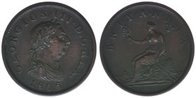 Großbritannien Georg III.
1 Penny 1806
Kupfer, 18,9 Gramm, ss/vz