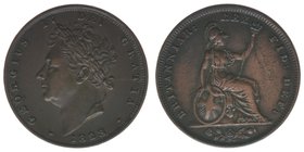 Großbritannien Georg IV.
Farthing 1828
Kahnt/Schön 54, 4,85 Gramm, ss++