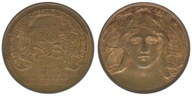 Italien Victor Emanuel III. 
Jeton zu 20 Centesimi 1906
Weltausstellung in Mailand 
Messing, 9,78 Gramm, 29mm, vz