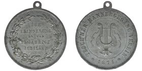 Polen Teschner Männergesangsverein 25-Jahr Jubiläum
Medaille 1871
Zinn
8.80 Gramm, 32mm, ss/vz